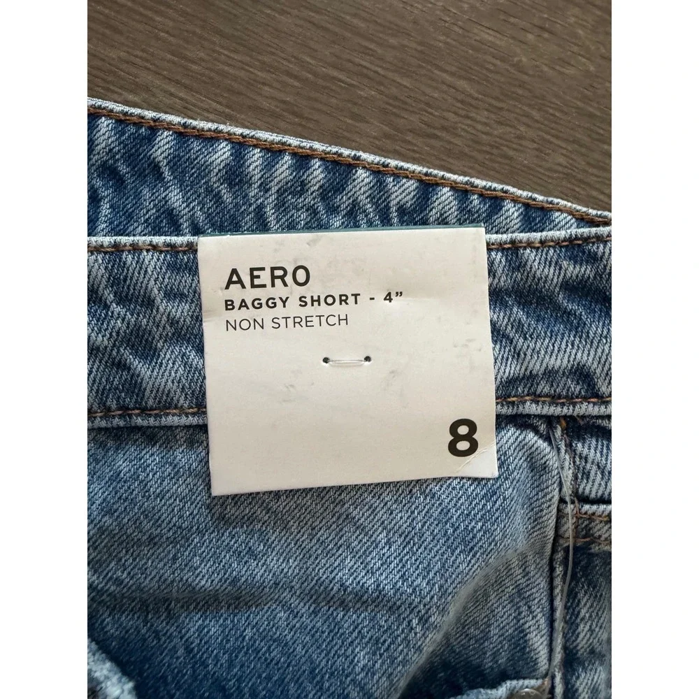 Aeropostale Aero Baggy Short 4 Inch Non Stretch Denim Cut Offs Blue Womens 8 NWT